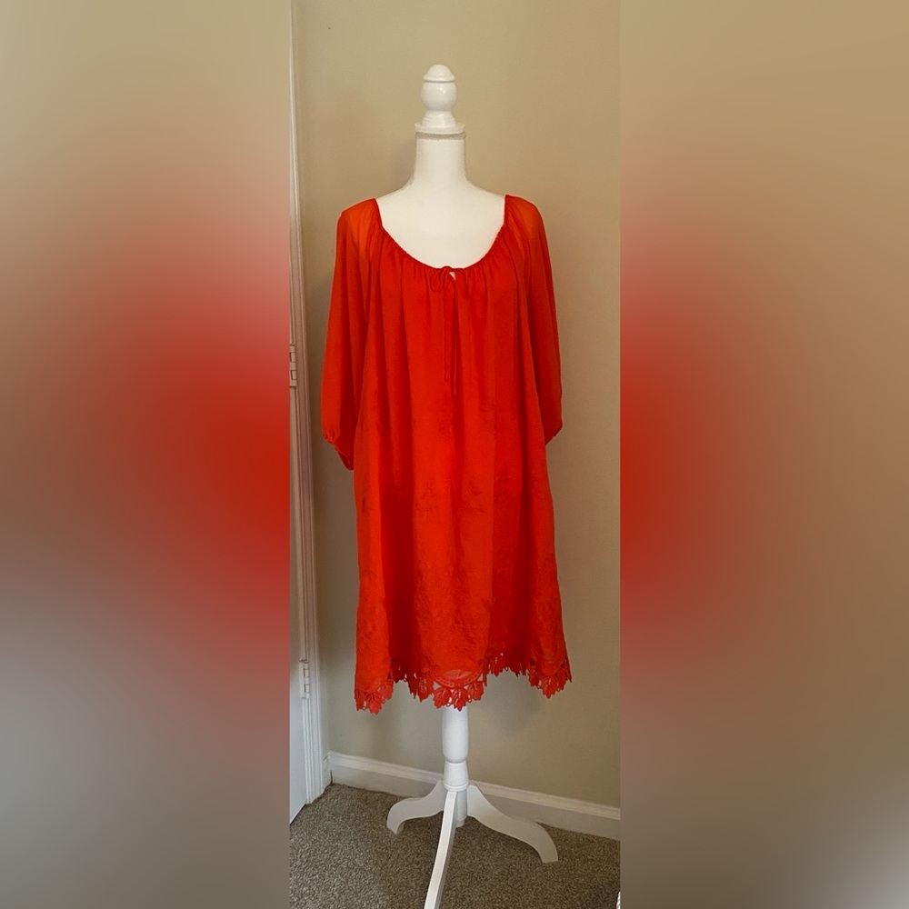 New York & Company Vibrant Orange Dress